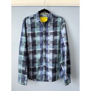Men's Descendant of Thieves by Dres Ladro Blue Green Geometric Button Up Size L